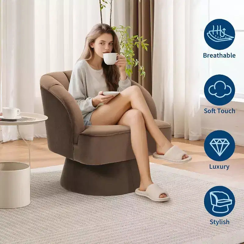 Poltrona girevole Acekool 360 - Poltrona lounge in morbido velluto teddy