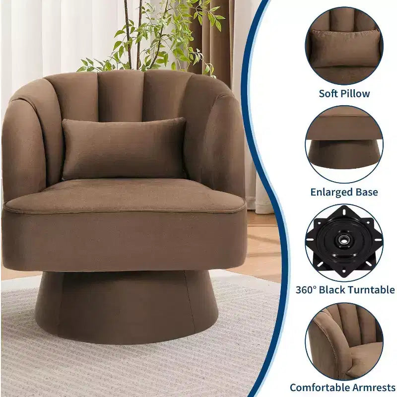 Poltrona girevole Acekool 360 - Poltrona lounge in morbido velluto teddy