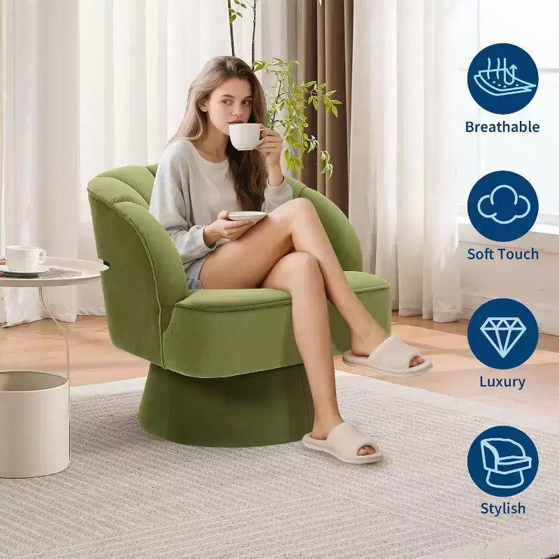 Poltrona girevole Acekool 360 - Poltrona lounge in morbido velluto teddy