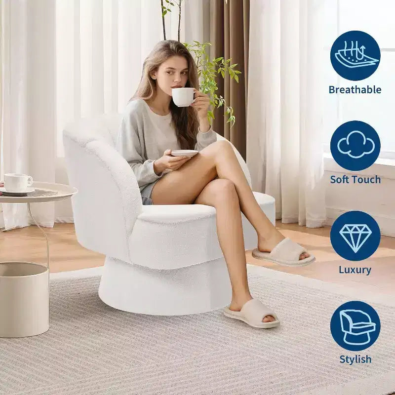 Poltrona girevole Acekool 360 - Poltrona lounge in morbido velluto teddy