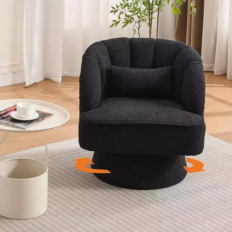 Poltrona girevole Acekool 360 - Poltrona lounge in morbido velluto teddy