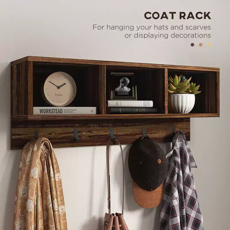 Hall Tree with 5 Hooks, Bench & Shoe Storage for Entryway – 2-in-1 Coat Rack