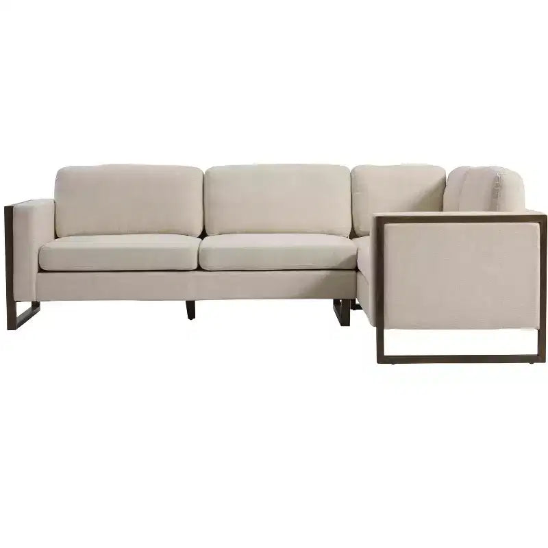 Christopher Knight Home Iansan Divano sezionale a L moderno a 5 posti rivestito in legno di gomma da 104"