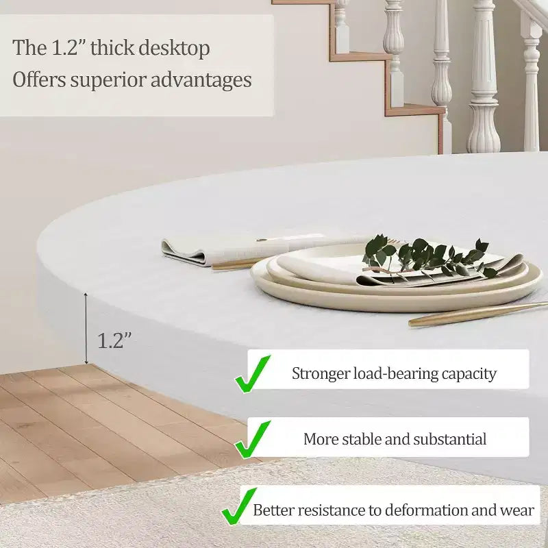Acekool Tavolo da pranzo rotondo da 119 cm, 4 posti, piano in legno con base a piedistallo incrociato, tavolo salvaspazio per cucina e sala da pranzo, stile rustico