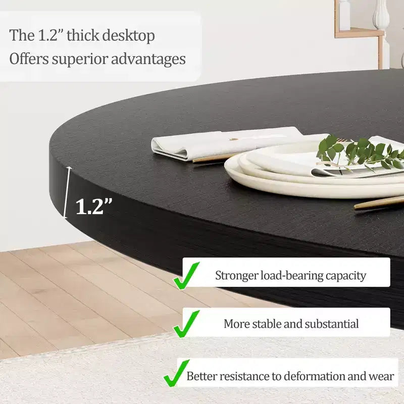 Acekool Tavolo da pranzo rotondo da 119 cm, 4 posti, piano in legno con base a piedistallo incrociato, tavolo salvaspazio per cucina e sala da pranzo, stile rustico