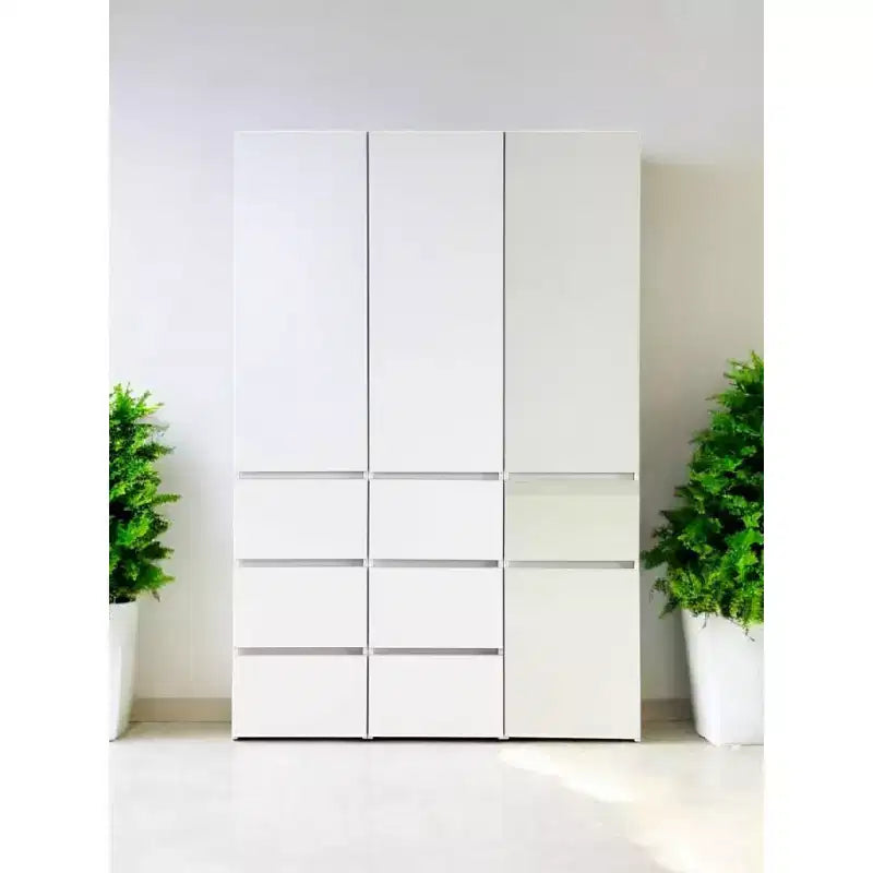 HomeStock 70,9 pollici H x 17,72 pollici L Sistema di armadi in composito di legno bianco per archiviazione universale con contenitori