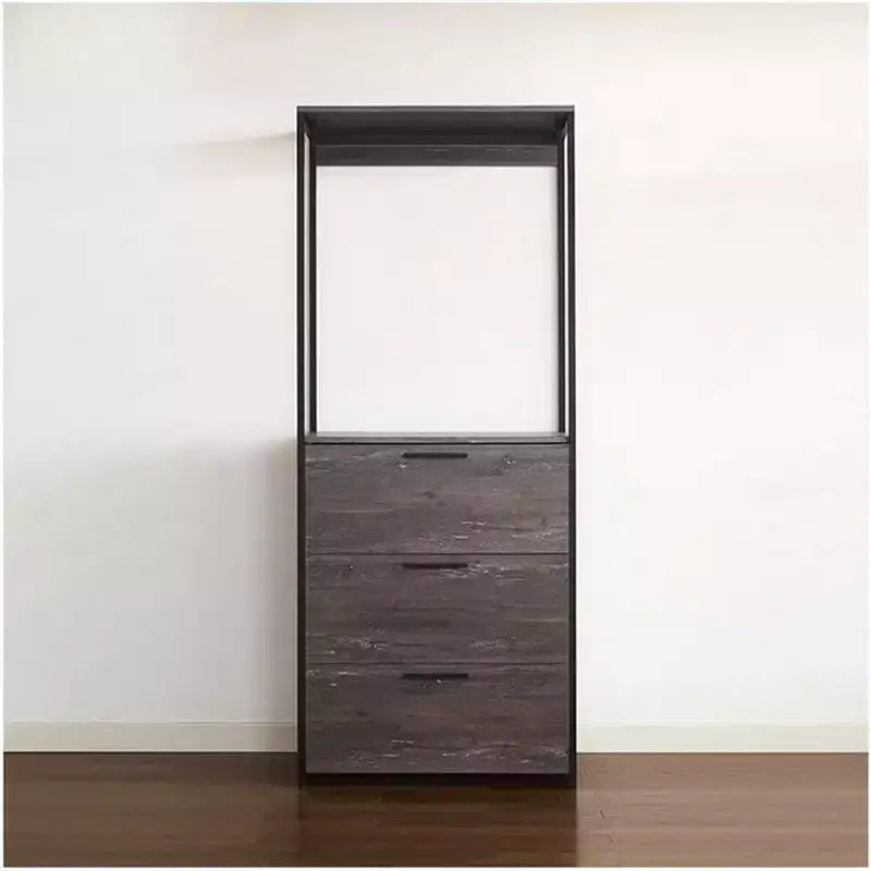 HomeStock 77,7 pollici H x 96 pollici L Sistema di armadio in composito di legno nero per contenimento universale con contenitori