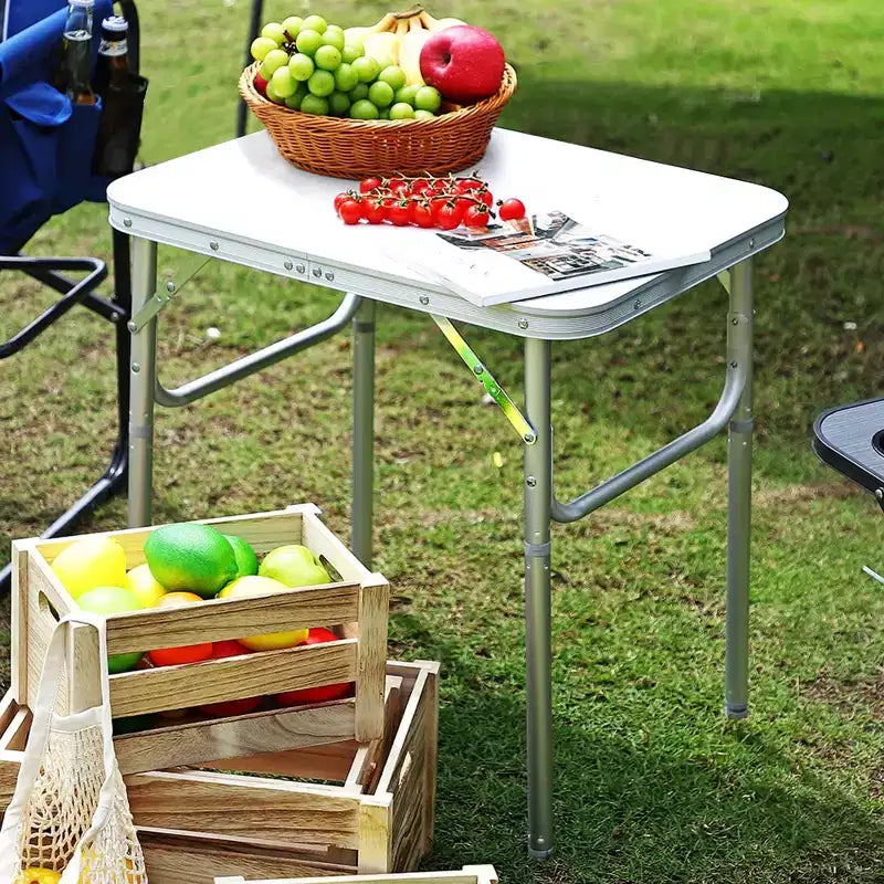24"x17" Aluminum Folding Camping Table – Adjustable Height, Lightweight Portable
