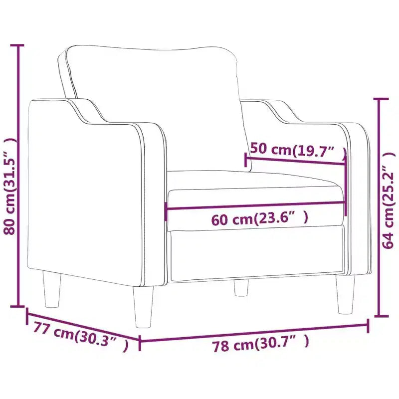 Modern Fabric Sofa Chair – Padded Upholstered Armchair with Metal Frame, Black