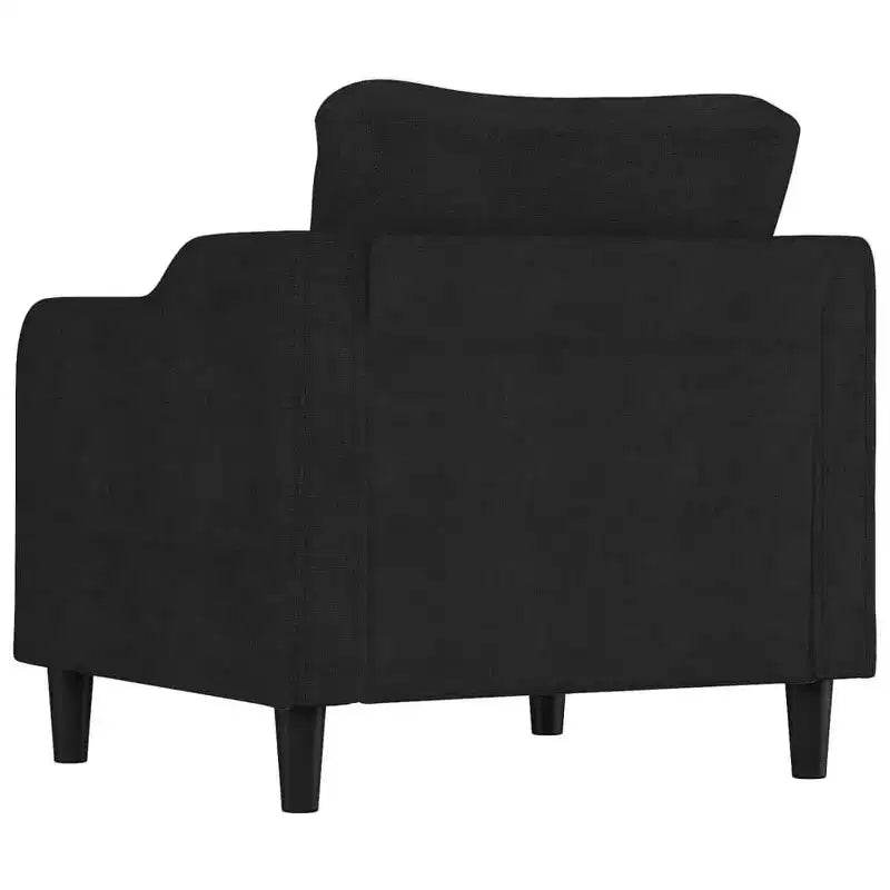 Modern Fabric Sofa Chair – Padded Upholstered Armchair with Metal Frame, Black