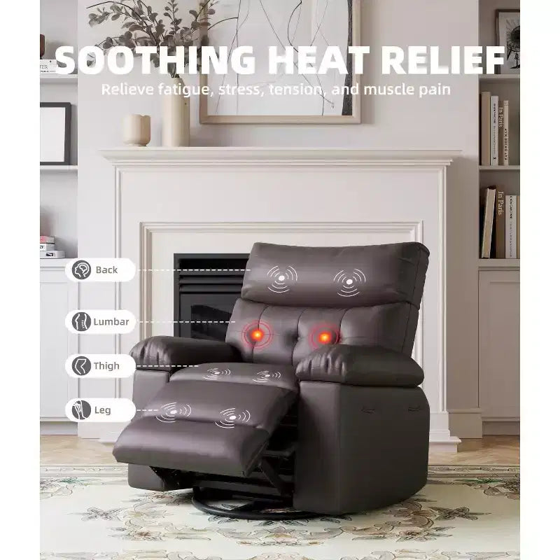 27 Poltrone reclinabili oversize con calore e massaggio - Poltrona reclinabile girevole a 360° per adulti - Sedia a dondolo manuale con telecomando per soggiorno