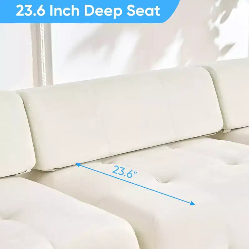 U-Shaped Velvet Modular Sectional Sofa with Ottoman – 4-Seater Convertible