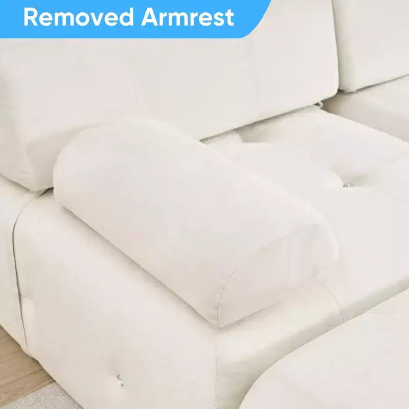 U-Shaped Velvet Modular Sectional Sofa with Ottoman – 4-Seater Convertible