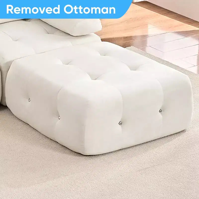 U-Shaped Velvet Modular Sectional Sofa with Ottoman – 4-Seater Convertible