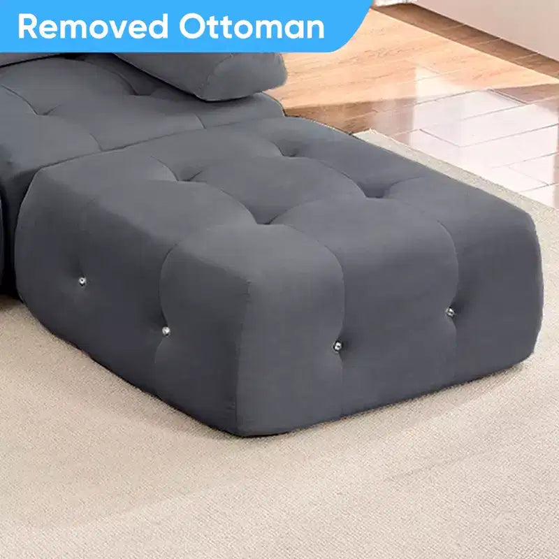 U-Shaped Velvet Modular Sectional Sofa with Ottoman – 4-Seater Convertible