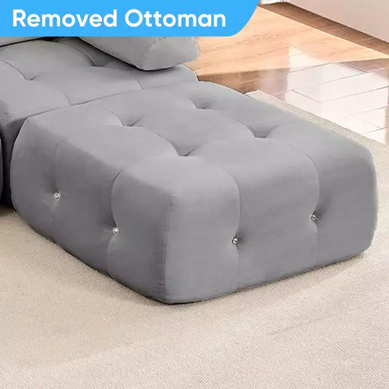 U-Shaped Velvet Modular Sectional Sofa with Ottoman – 4-Seater Convertible