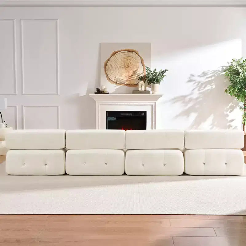U-Shaped Velvet Modular Sectional Sofa with Ottoman – 4-Seater Convertible