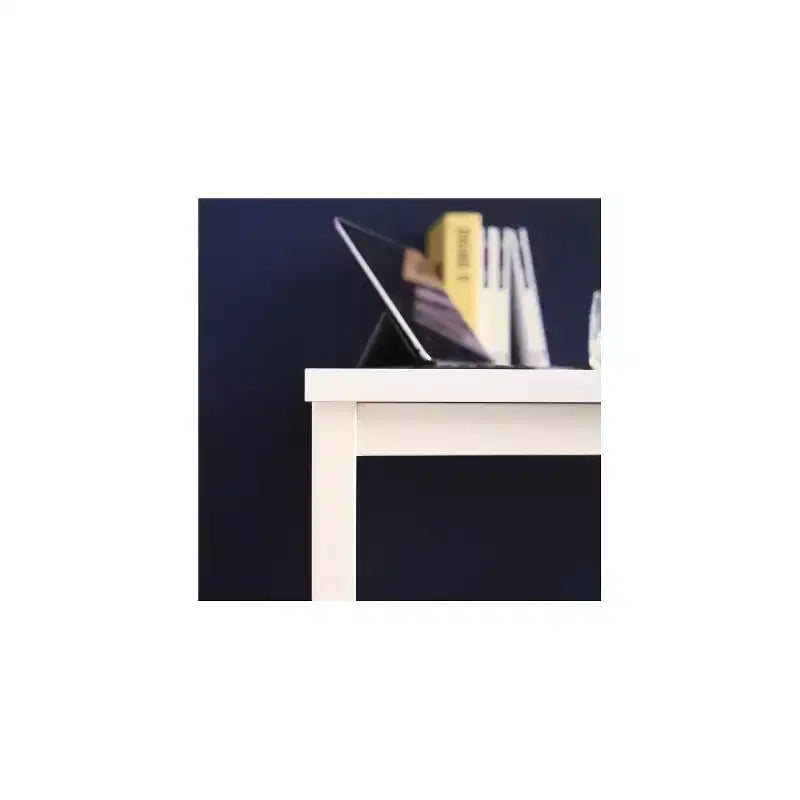 Contemporary Wood & Metal Computer Desk – 47" Weathered Wood Top, Black Frame