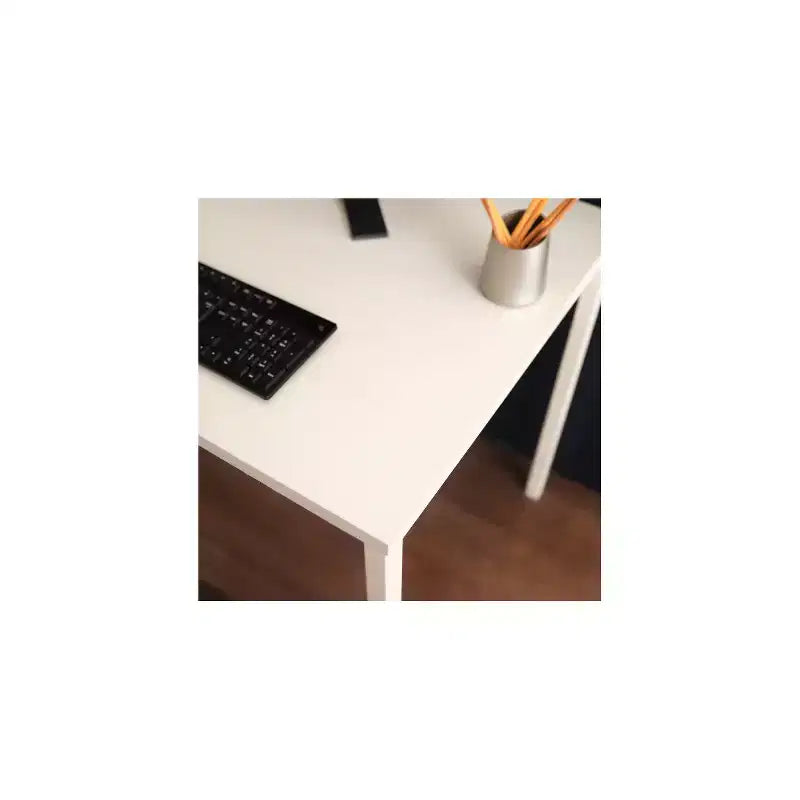 Contemporary Wood & Metal Computer Desk – 47" Weathered Wood Top, Black Frame