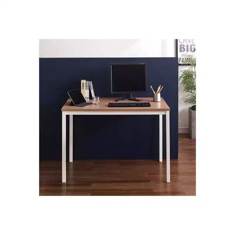 Contemporary Wood & Metal Computer Desk – 47" Weathered Wood Top, Black Frame