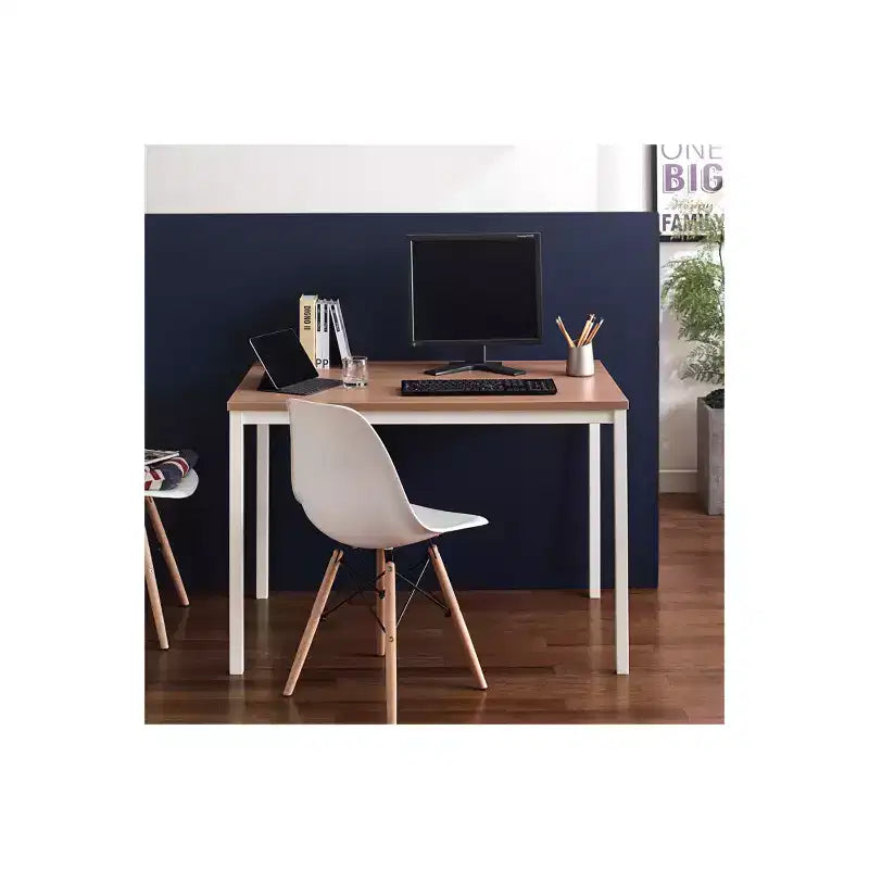 Contemporary Wood & Metal Computer Desk – 47" Weathered Wood Top, Black Frame