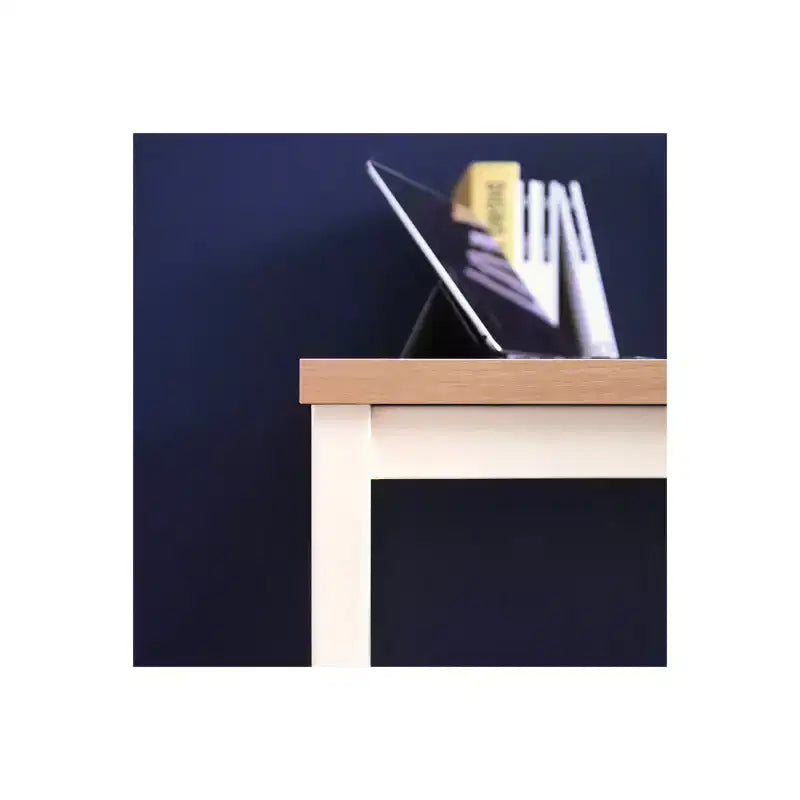 Contemporary Wood & Metal Computer Desk – 47" Weathered Wood Top, Black Frame