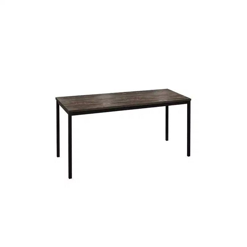 Contemporary Wood & Metal Computer Desk – 47" Weathered Wood Top, Black Frame