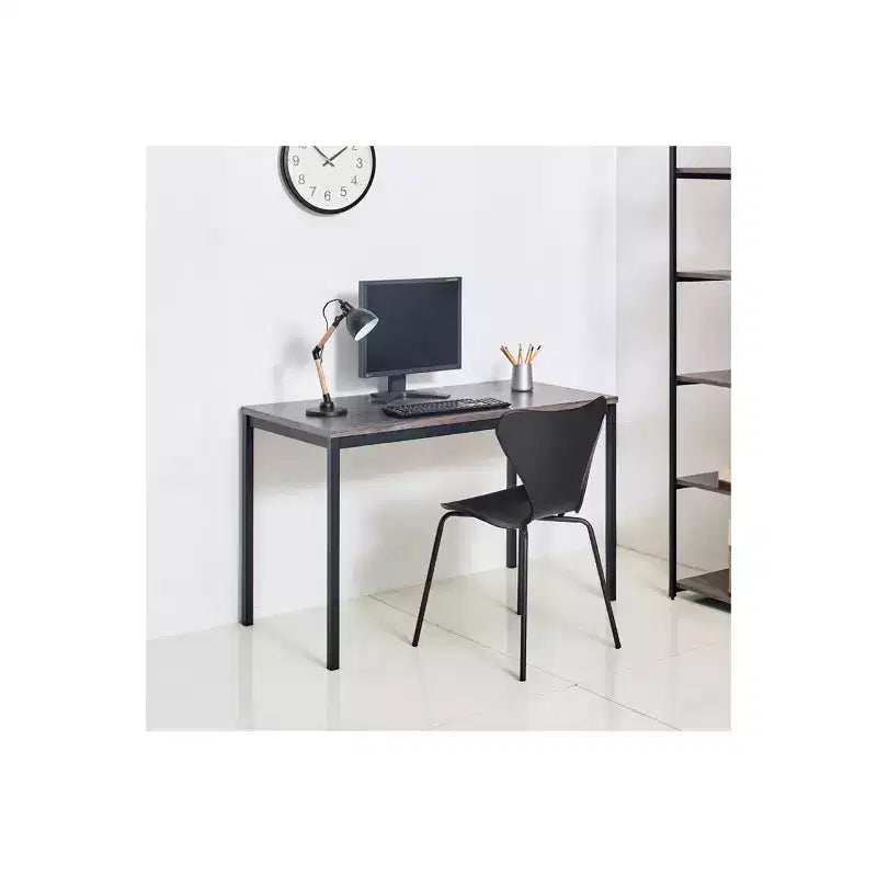 Contemporary Wood & Metal Computer Desk – 47" Weathered Wood Top, Black Frame