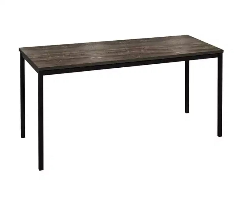 Contemporary Wood & Metal Computer Desk – 47" Weathered Wood Top, Black Frame