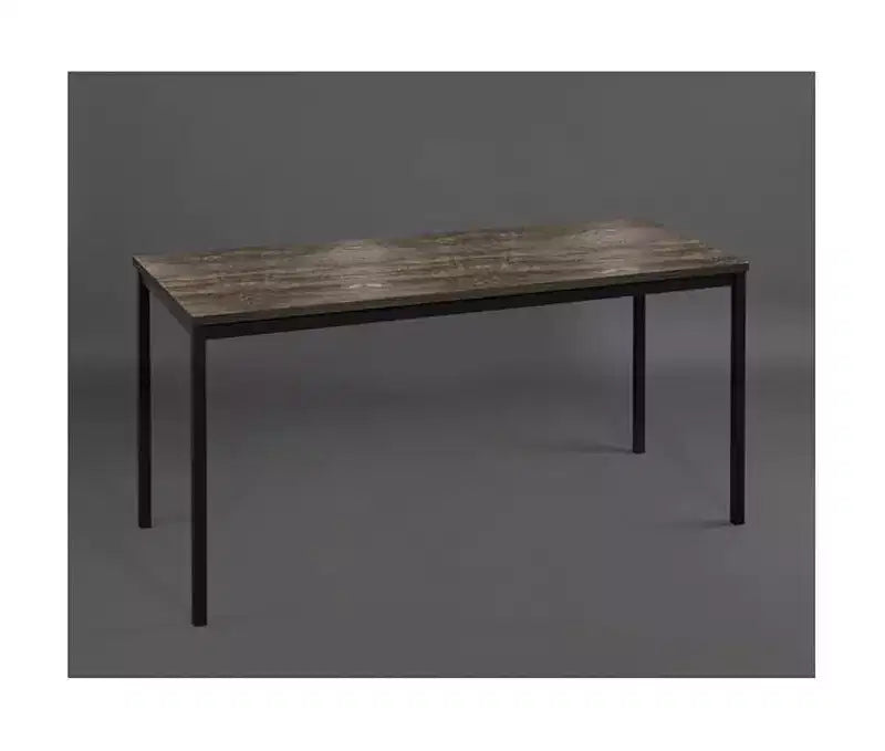 Contemporary Wood & Metal Computer Desk – 47" Weathered Wood Top, Black Frame