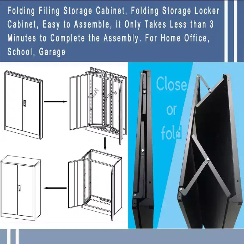 42" Metal Storage Cabinet with 2 Lockable Doors & Adjustable Shelves – Office & Garage