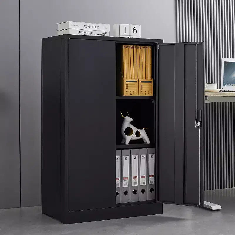 42" Metal Storage Cabinet with 2 Lockable Doors & Adjustable Shelves – Office & Garage