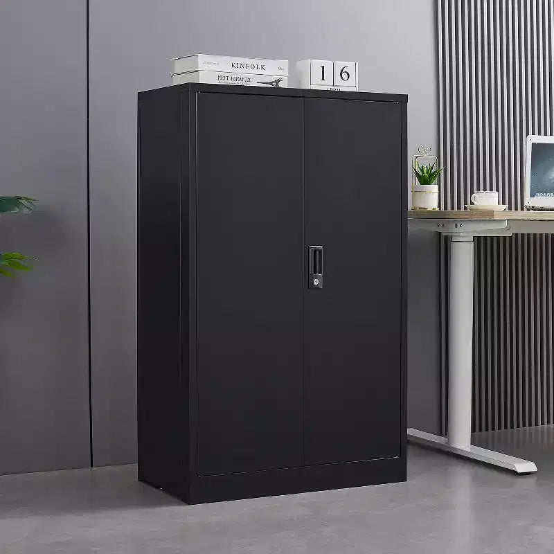 42" Metal Storage Cabinet with 2 Lockable Doors & Adjustable Shelves – Office & Garage