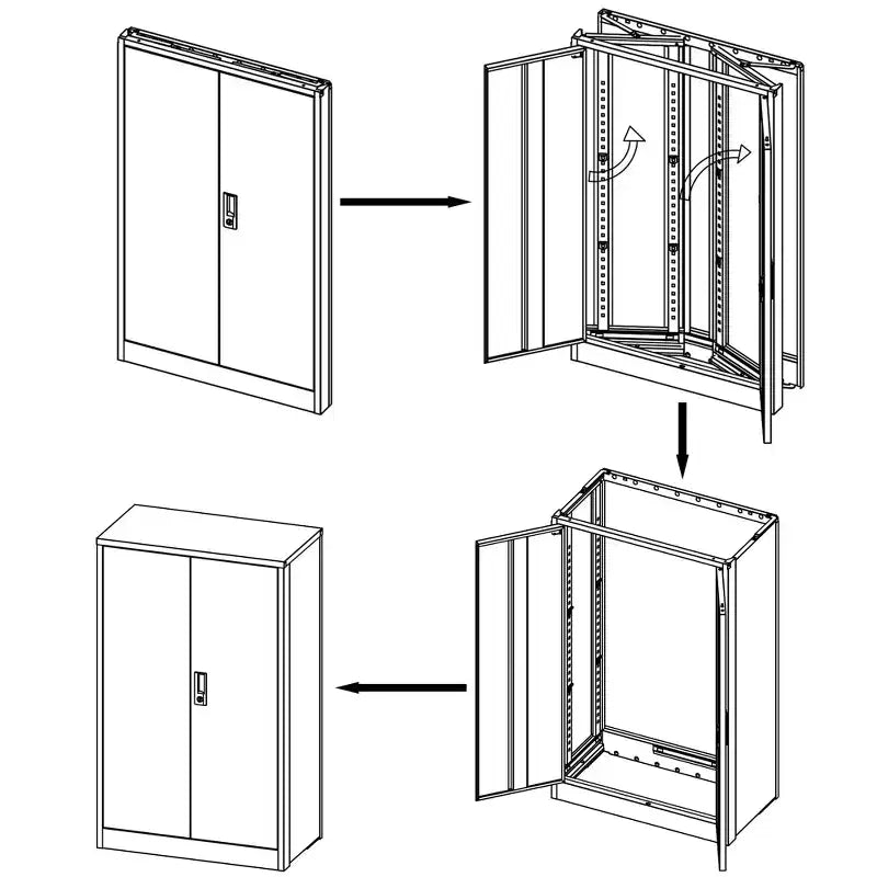 42" Metal Storage Cabinet with 2 Lockable Doors & Adjustable Shelves – Office & Garage
