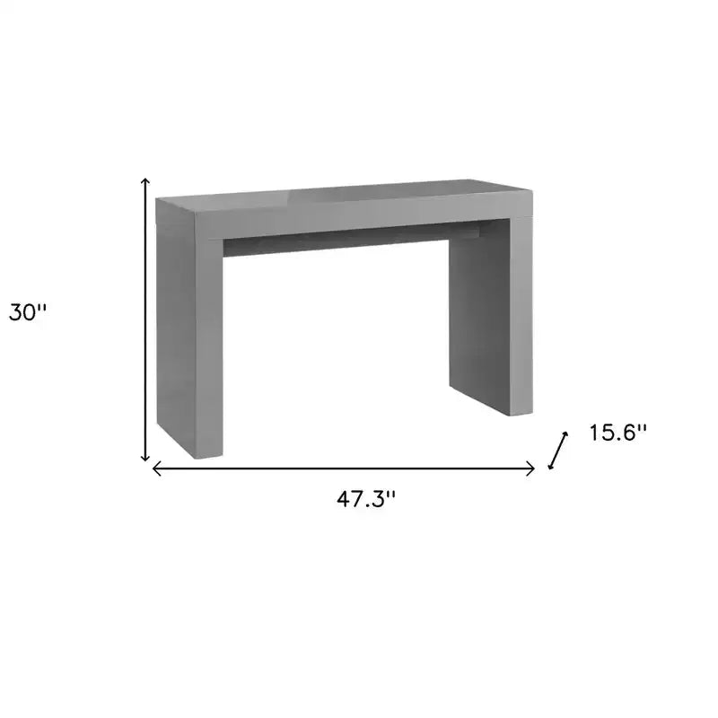 47" Gray Wood Block Console Table – Modern Entryway & Living Room