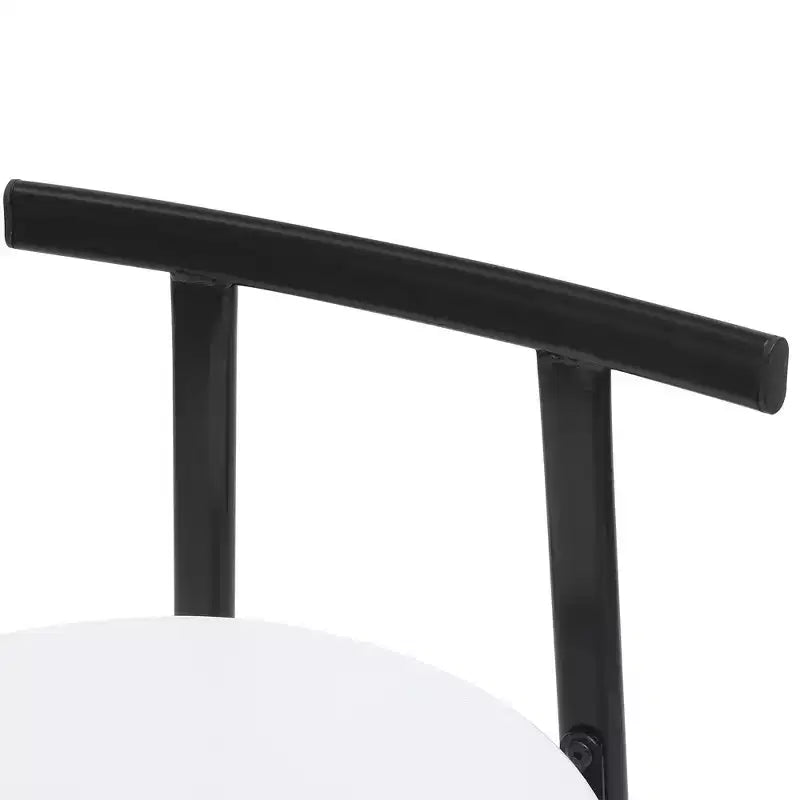 Set of 3 Metal Counter Height Bar Stools with Backrest – Black & White