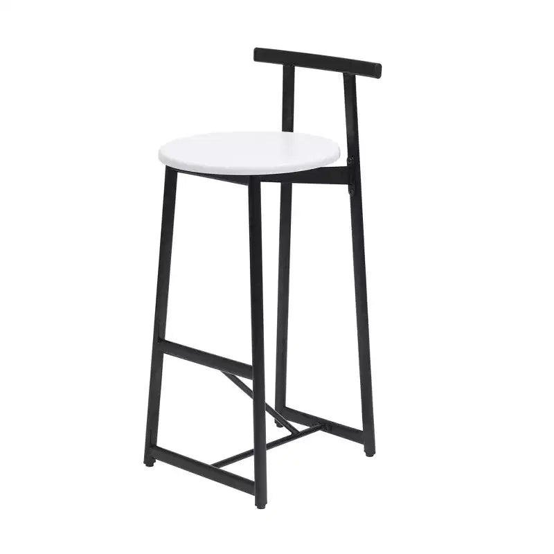 Set of 3 Metal Counter Height Bar Stools with Backrest – Black & White
