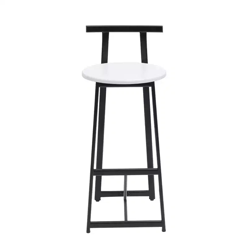 Set of 3 Metal Counter Height Bar Stools with Backrest – Black & White