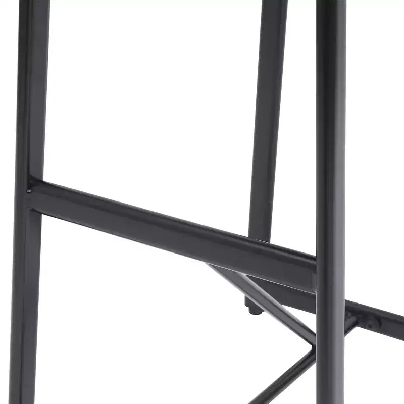Set of 3 Metal Counter Height Bar Stools with Backrest – Black & White