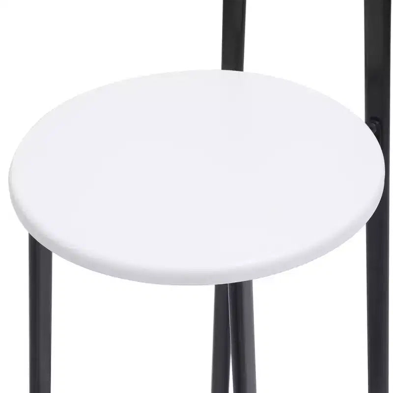 Set of 3 Metal Counter Height Bar Stools with Backrest – Black & White
