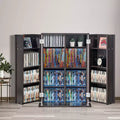 Media Storage Cabinet with Doors & Adjustable Shelves – Holds 576 CDs/DVDs, Brown
