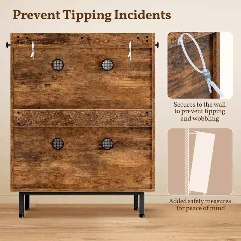 5-Tier Entryway Shoe Cabinet with Barn-Style Doors – Holds 15 Pairs, Rustic