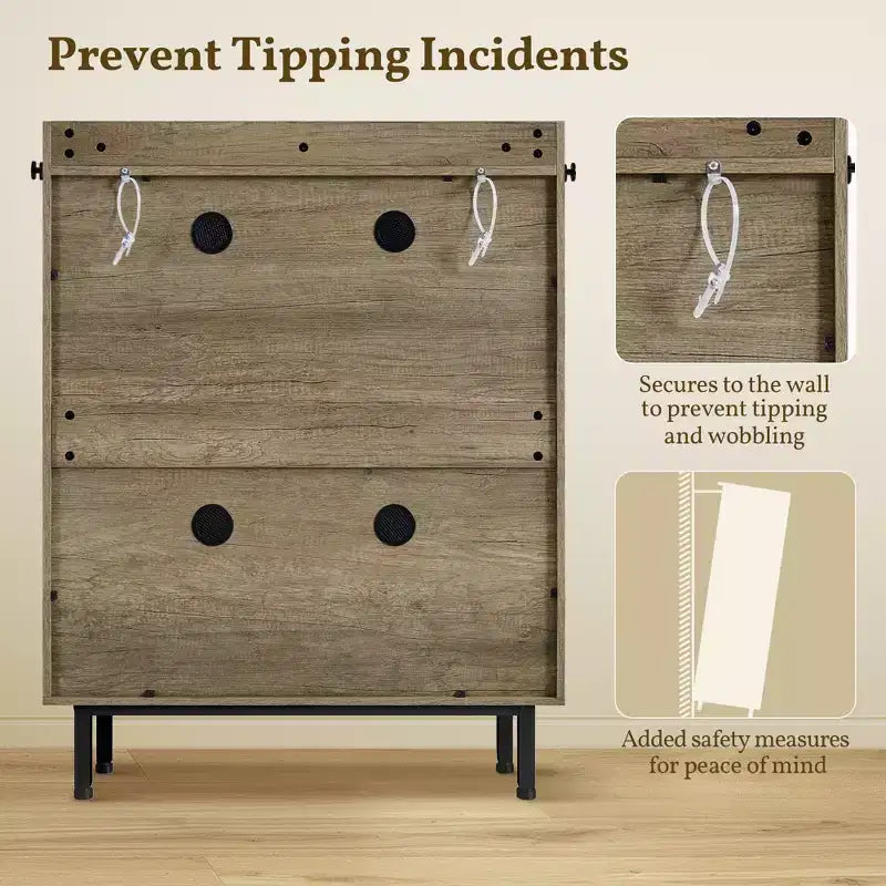 5-Tier Entryway Shoe Cabinet with Barn-Style Doors – Holds 15 Pairs, Rustic