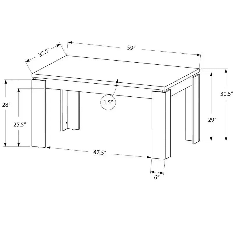 60" Rectangular Modern Dining Table for 4–6 – Scratch-Resistant, Waterproof