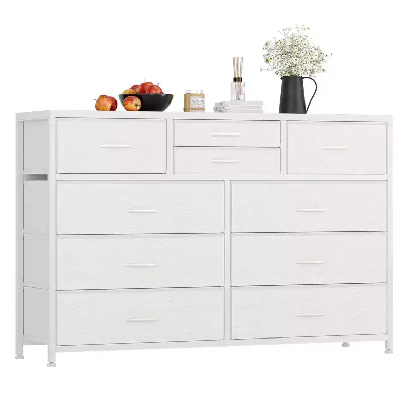 10-Drawer Fabric Dresser with Steel Frame & Wood Top – Lightweight Multi-Room Organizer