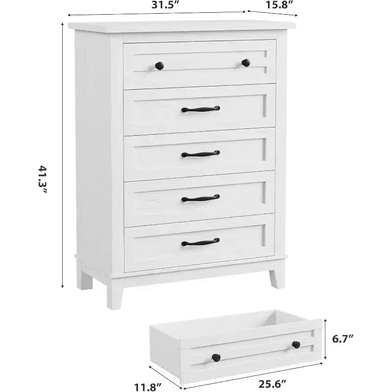 41.3" Tall Vertical 5-Drawer Dresser – Freestanding Storage Chest for Bedroom