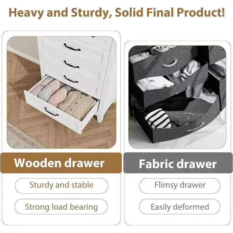 41.3" Tall Vertical 5-Drawer Dresser – Freestanding Storage Chest for Bedroom