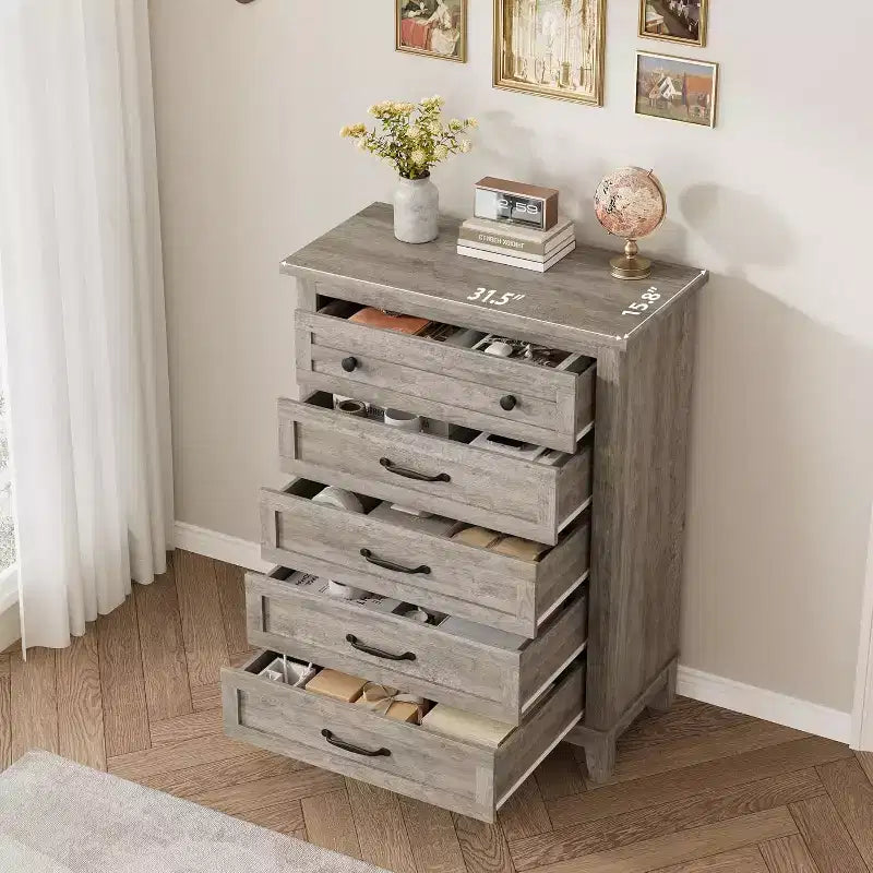41.3" Tall Vertical 5-Drawer Dresser – Freestanding Storage Chest for Bedroom