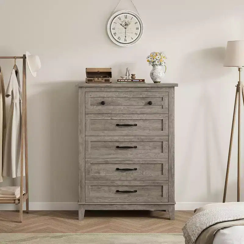 41.3" Tall Vertical 5-Drawer Dresser – Freestanding Storage Chest for Bedroom