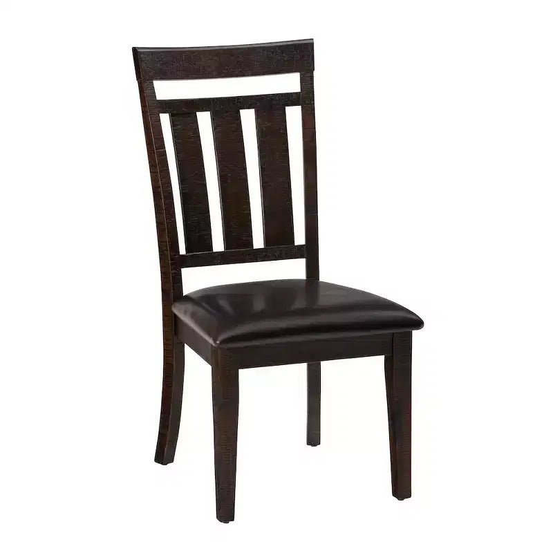 Distressed Rustic Acacia Upholstered Slat-Back Dining Chair – Set of 2